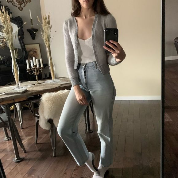 Vintage wool hand made knit open cardigan xs - Picture 7 of 8